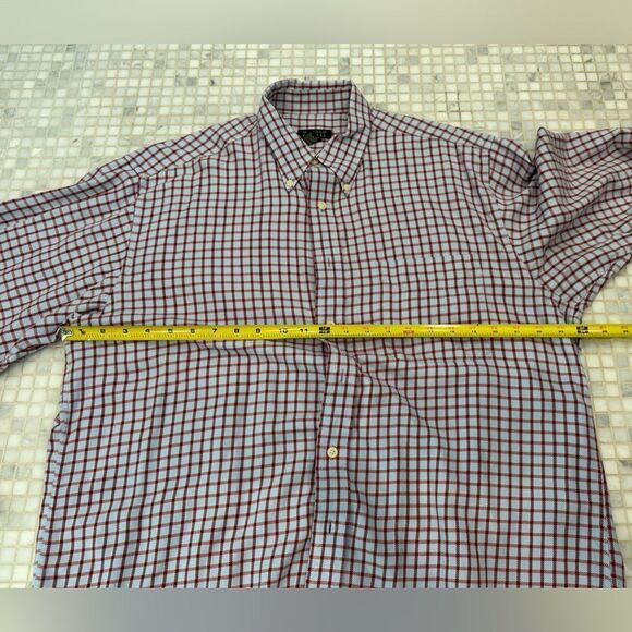 Harold Powell Blue Long Sleeve Button Down with Red Check Pattern - Picture 9 of 10